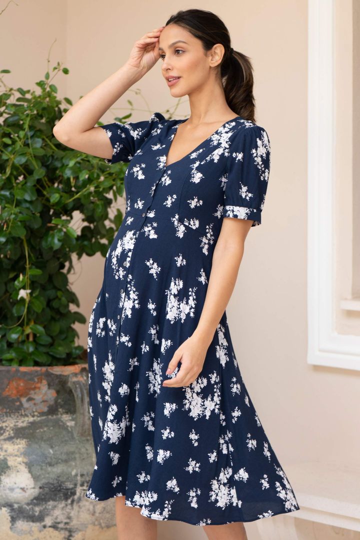Maternity and Nursing Dress with Floral Print