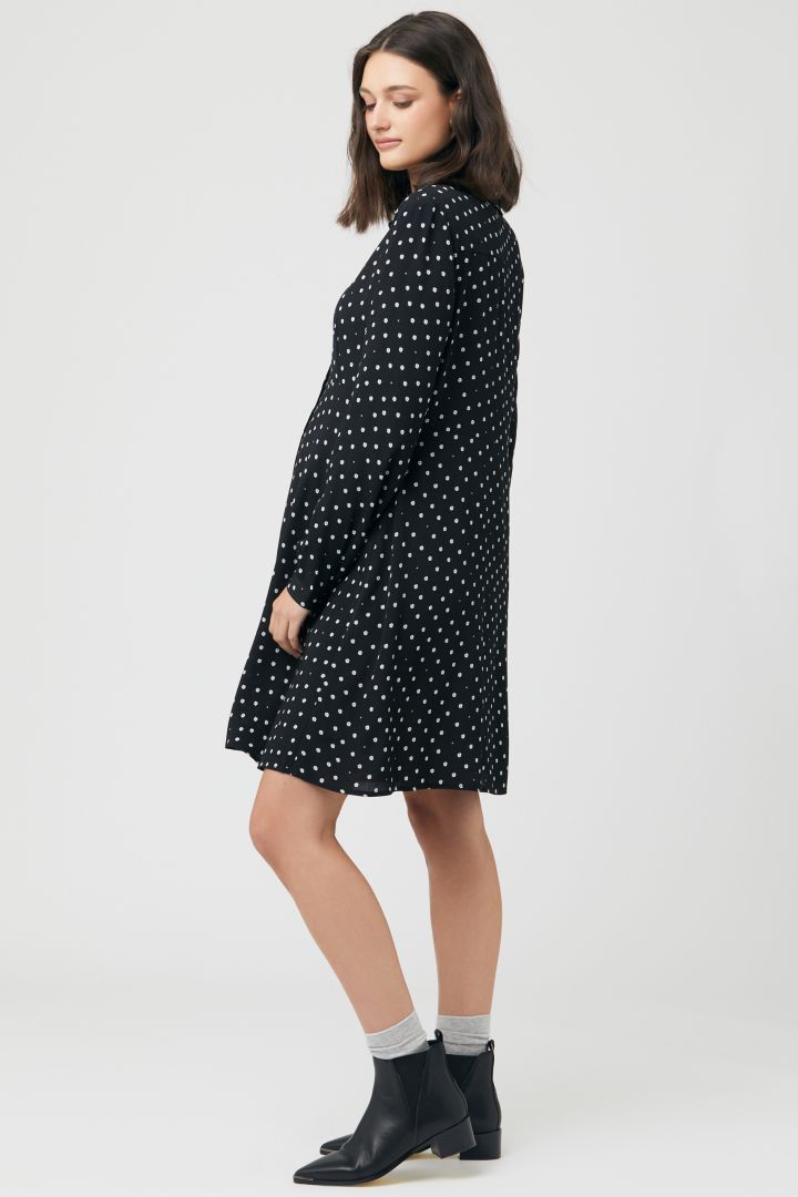 Maternity and nursing shirt blouse dress with dots print