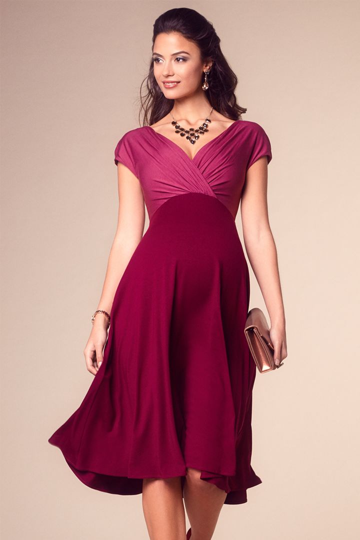 Maternity Dress with Cache Coeur Neckline berry