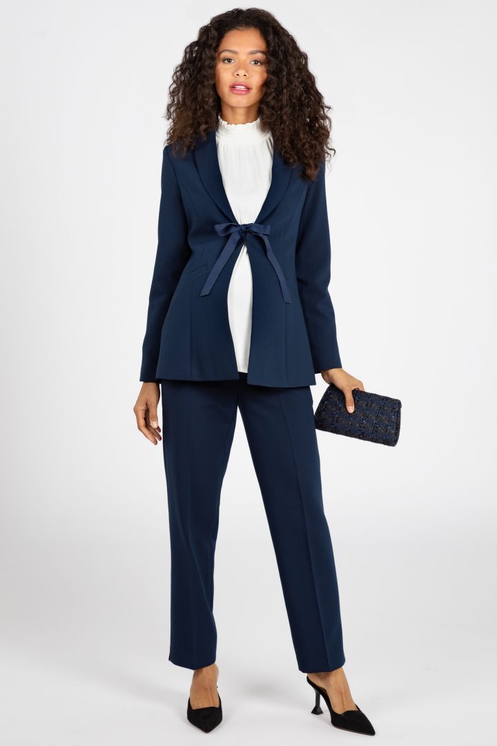 Umstandsblazer mit abnehmbarer Schleife navy