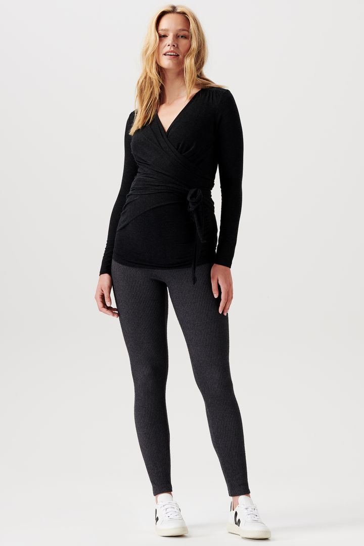 Ecovero Rippstrick Umstandsleggings grau