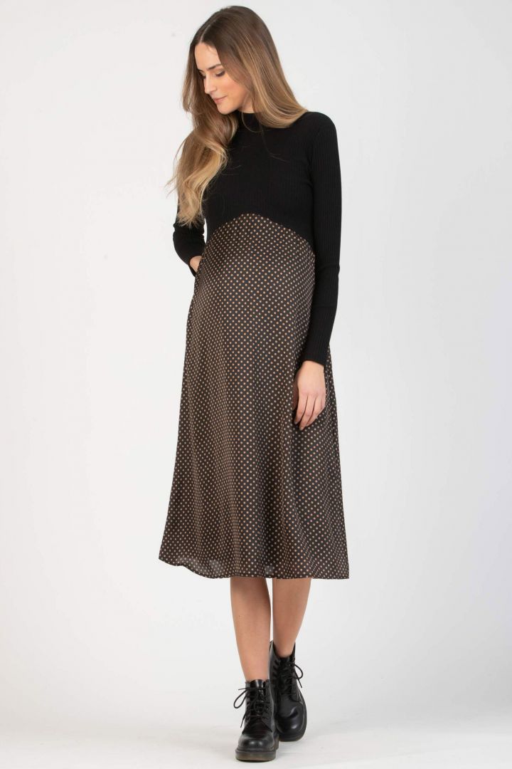 Maternity Dress with Polka Dots Skirt