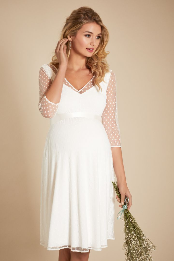 Umstandsbrautkleid mit Pünktchen kurz