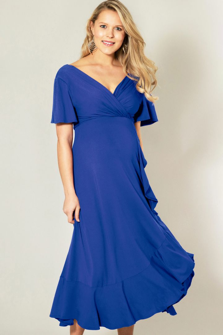 Wasserfall Midi Umstands- und Stillkleid royal blau