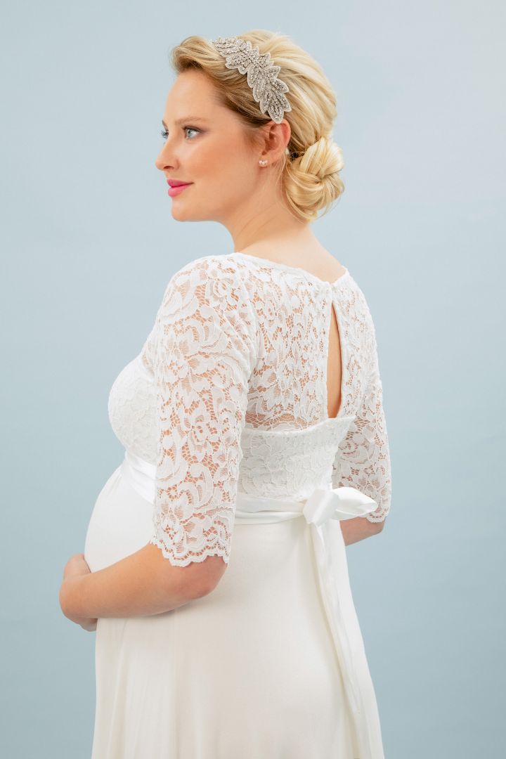 Umstandsbrautkleid in A-Linie mit Rückenausschnitt