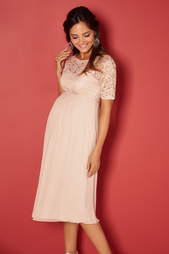 Festliches Umstandskleid mit Seidenrock hellrosa