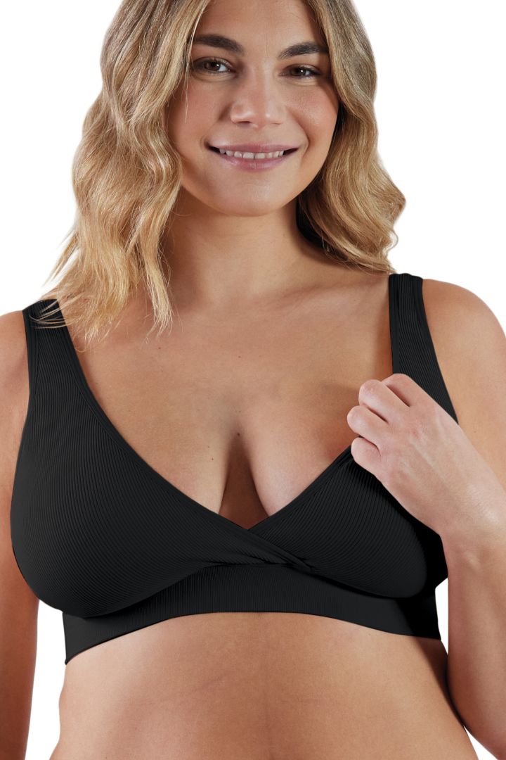 Eco Schlaf Still BH mit Rippstruktur schwarz