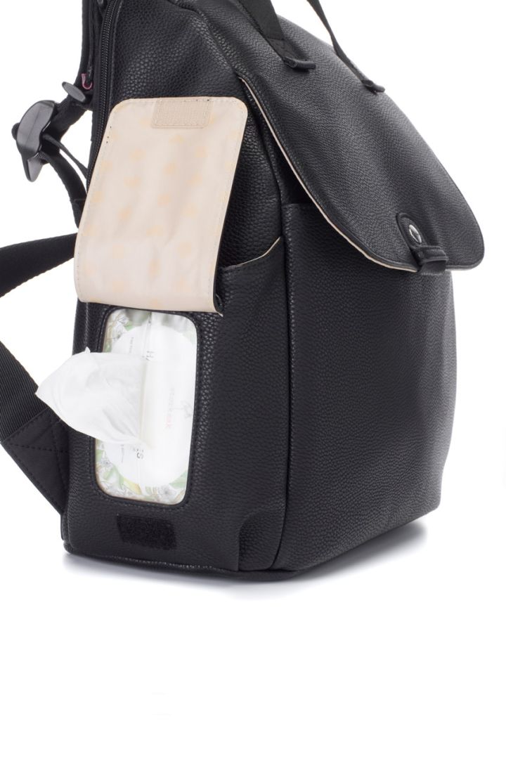 Wickelrucksack aus veganem Kunstleder schwarz