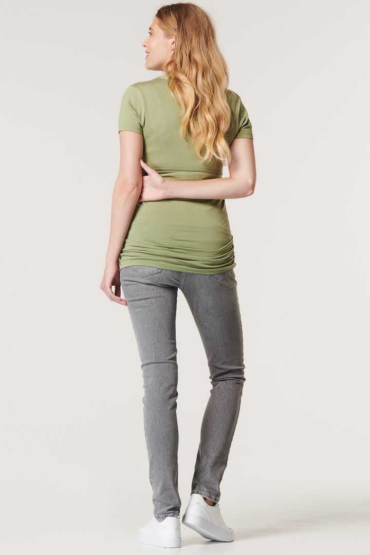 Ecovero Umstands- und Stillshirt mit Bindegürtel olive