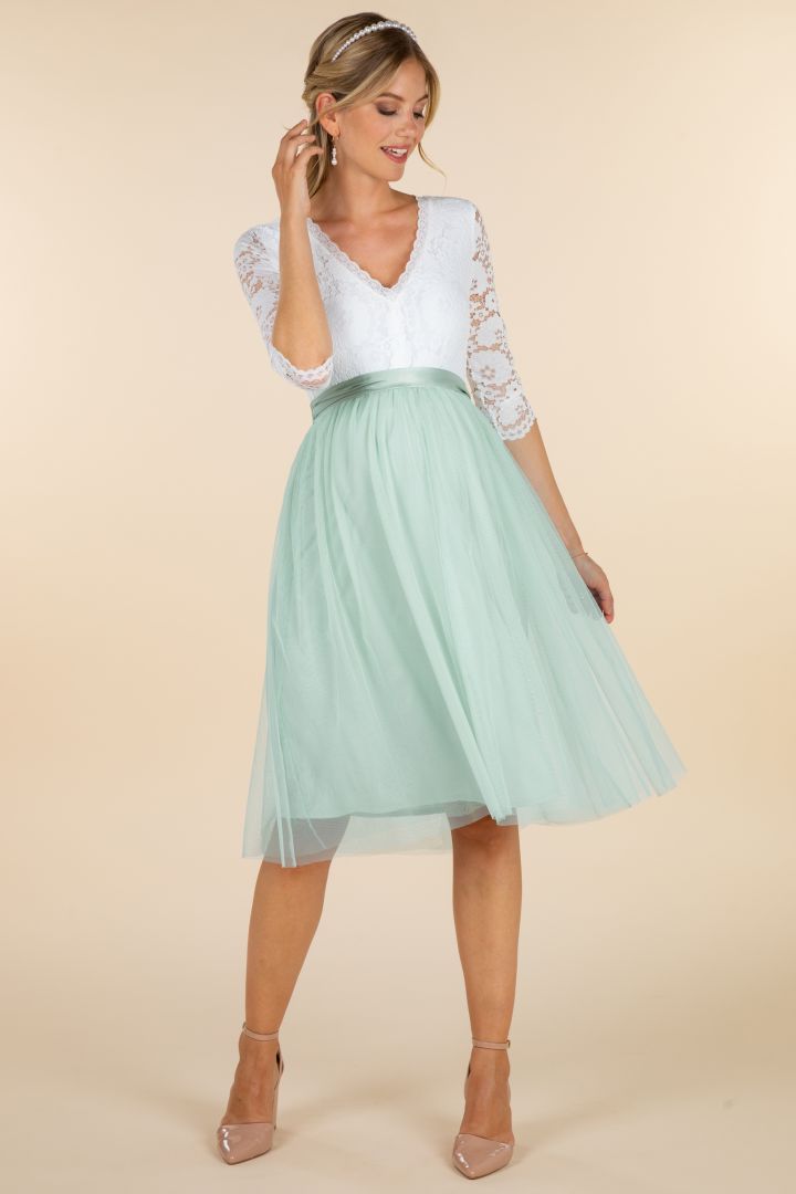Midi Umstandsbrautrock aus Tüll mint