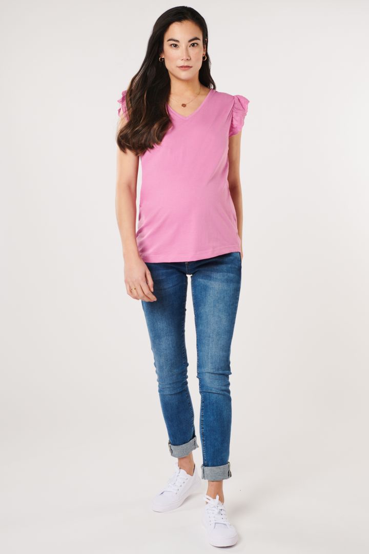 Organic Umstandstop mit Spitzenärmeln berry