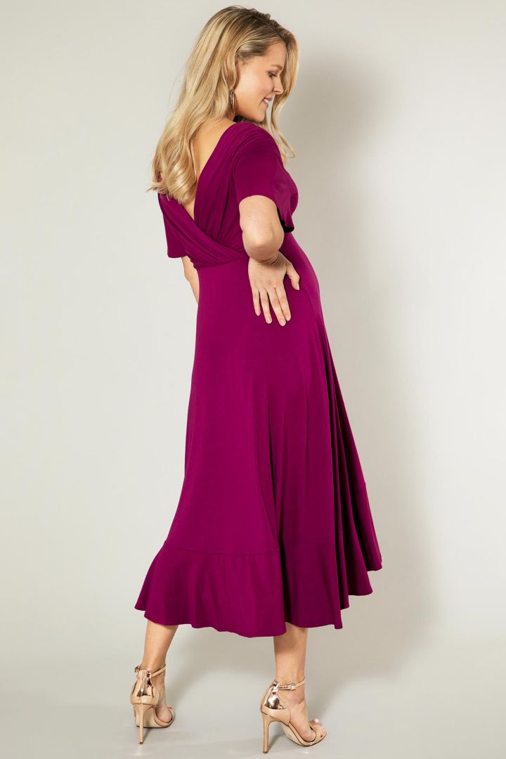 Wasserfall Midi Umstands- und Stillkleid fuchsia