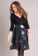 Preview: Black Floral Silk Wrap Maternity Dress short