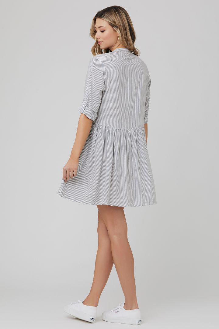 Maternity and Nursing Tunic Dress with Stripes