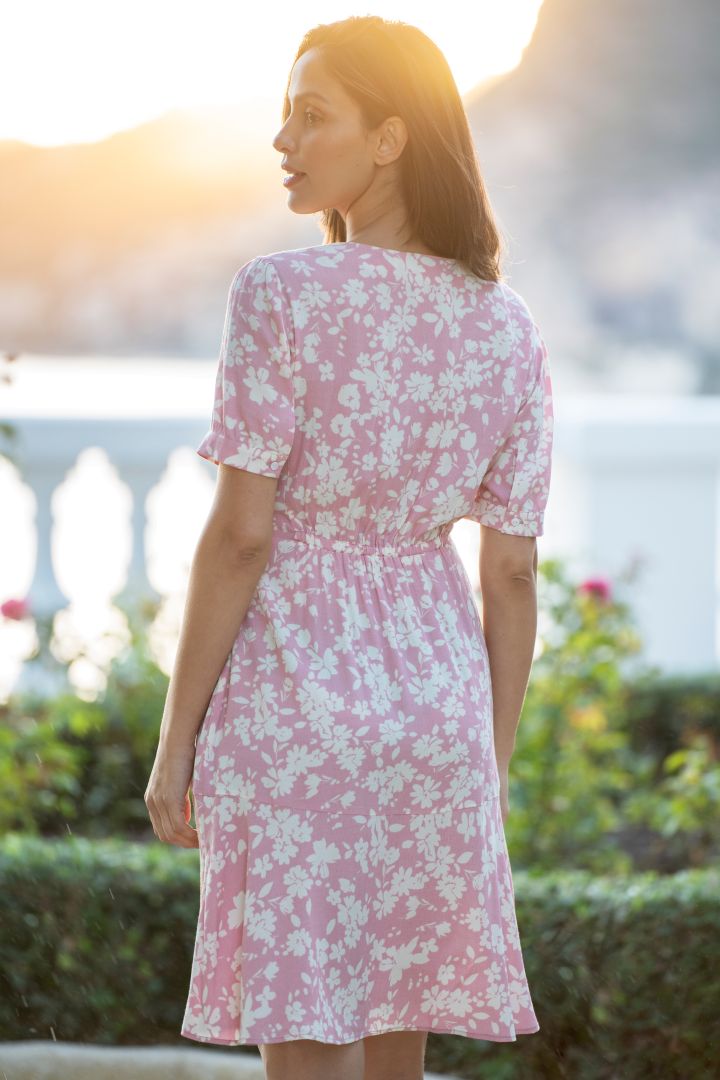 Umstands- und Stillkleid mit Blumenprint rosa
