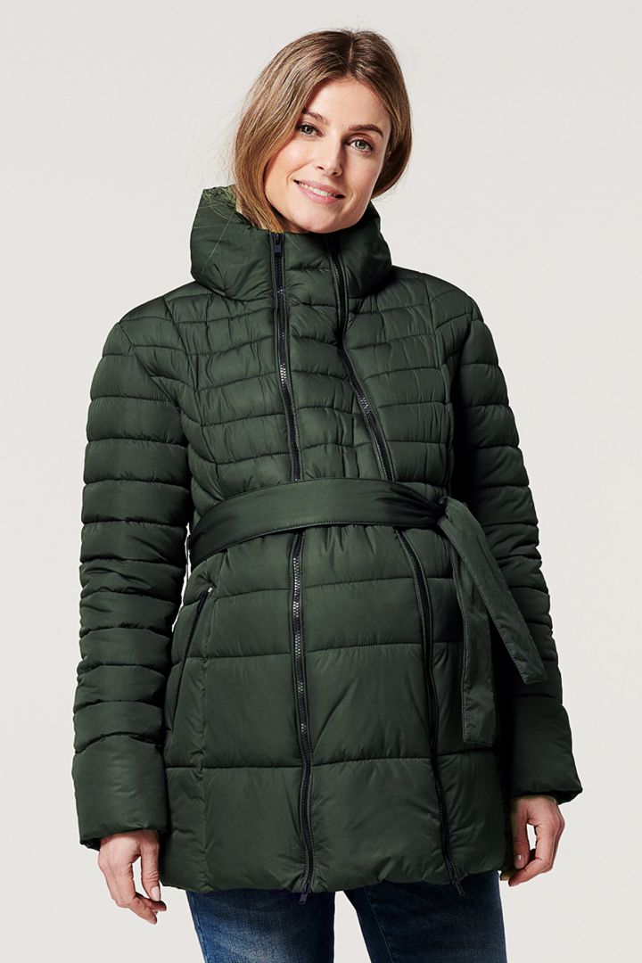 Umstands-Steppjacke mit Schwangerschafts-Einsatz khaki