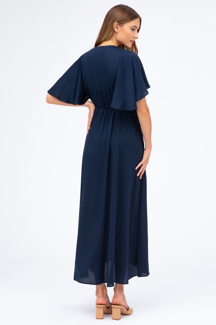 Festliches Umstandskleid mit Flügelärmeln navy