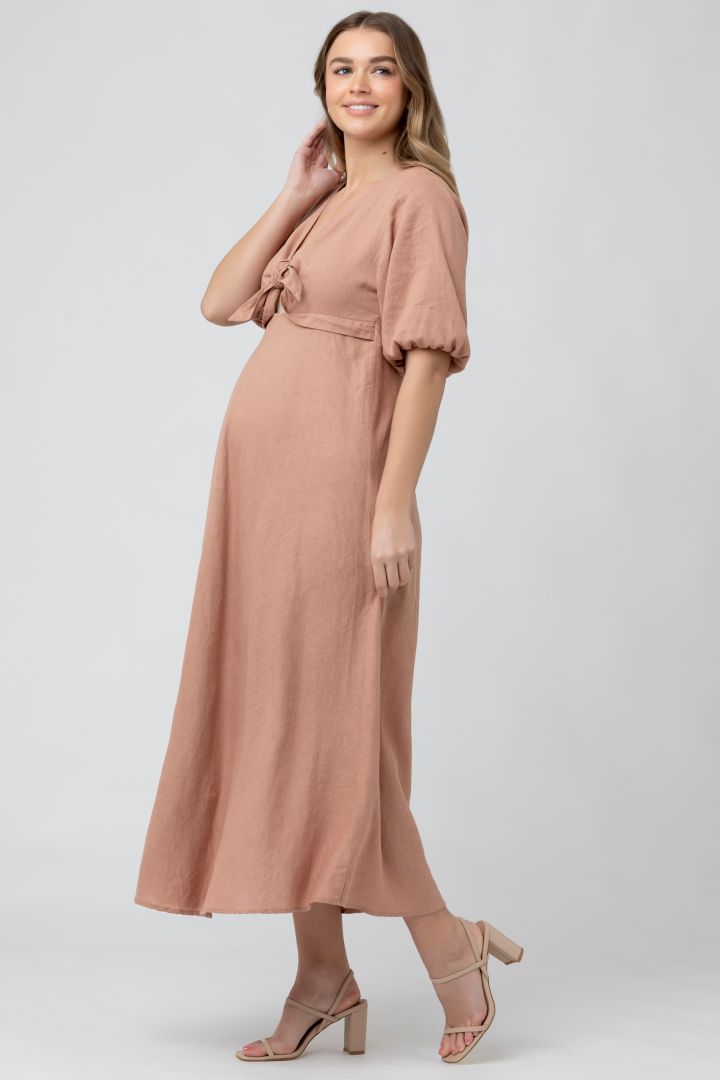 Midi Umstands- und Stillkleid zum Binden