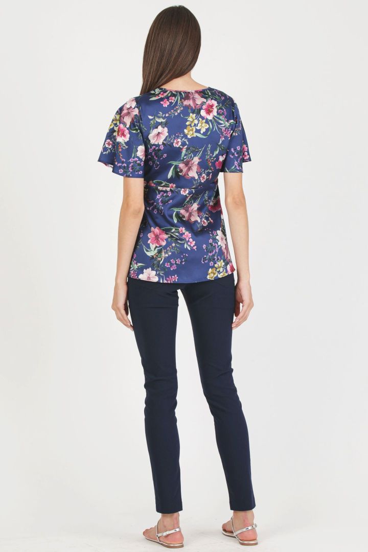 Eco Satin Umstands- und Stillbluse blau