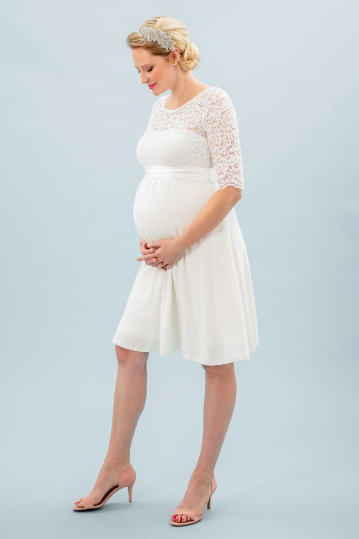 Umstandsbrautkleid in A-Linie mit Rückenausschnitt