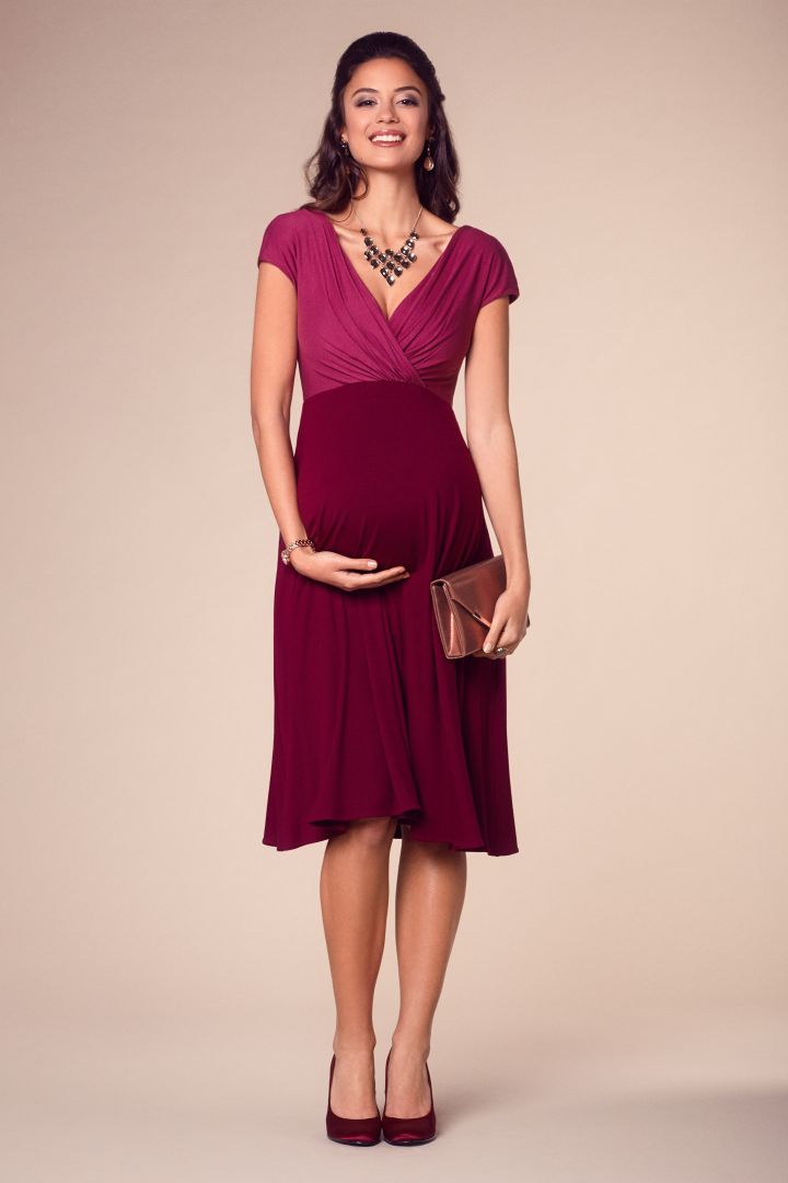 Maternity Dress with Cache Coeur Neckline berry