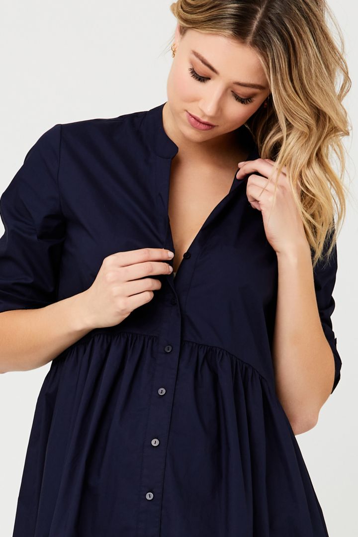 Umstands- und Stillkleid aus Popeline navy