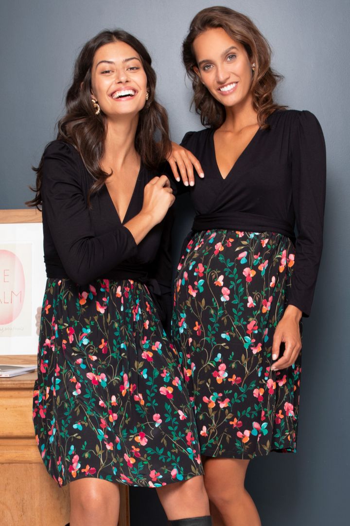 Umstands- und Stillkleid in Wickeloptik mit Blumen Print