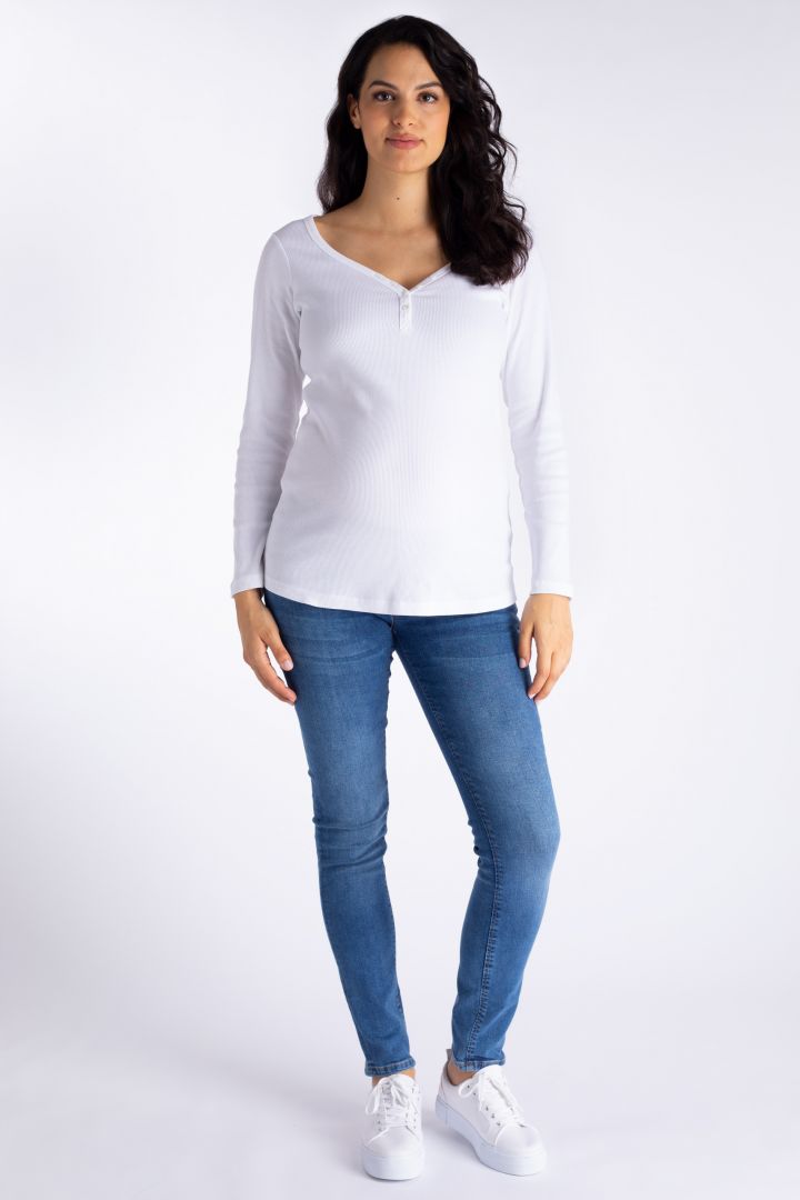 Organic Ribbed Maternity Shirt white