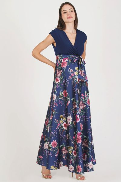 Maxi Umstands- und Stillkleid mit Satinrock navy