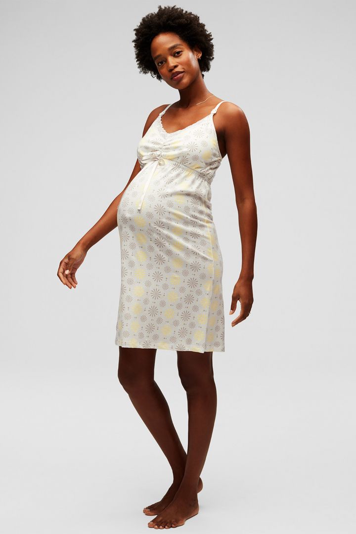 Kimono Maternity Dressing Gown with Lace coral pink