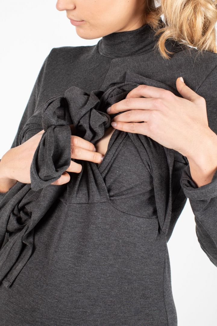 Midi Umstands- und Stillkleid in Wickel-Optik