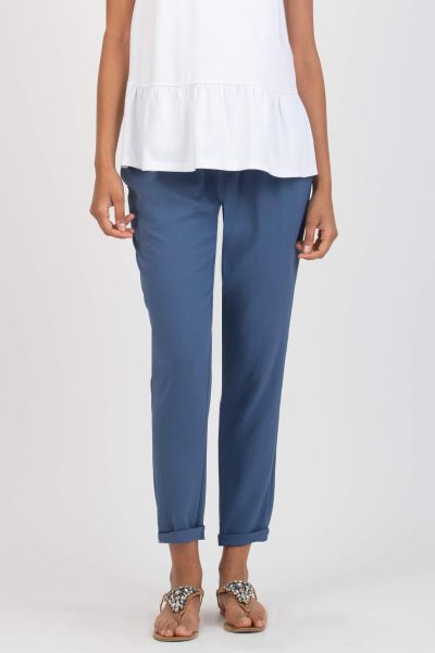 Stoff Umstandshose mit elastischem Bund denimblau
