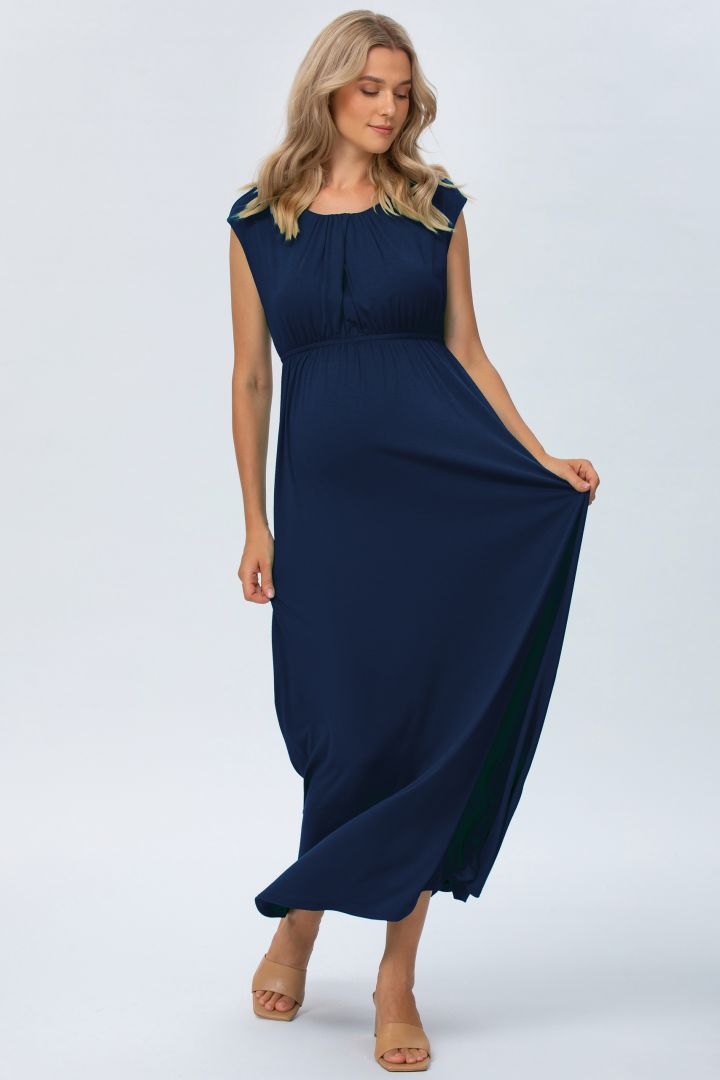 Maxi Umstandskleid mit Rückenausschnitt navy