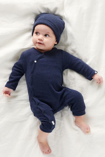 Organic Rippstrick Strampler navy