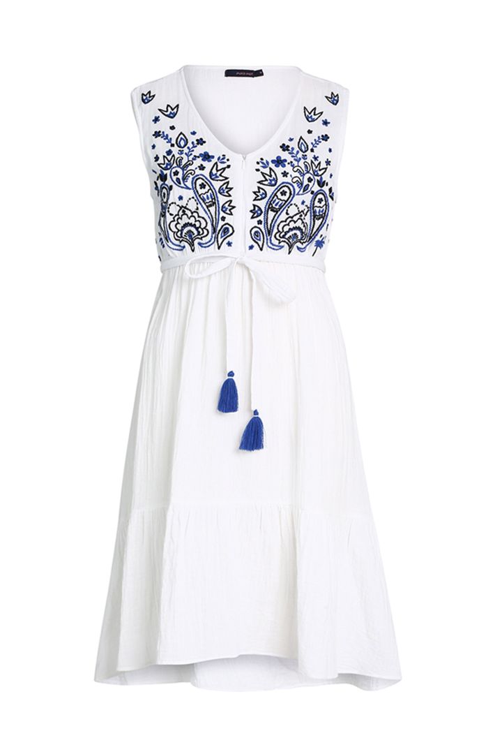 Umstands- und Stillkleid mit Bindegürtel weiß