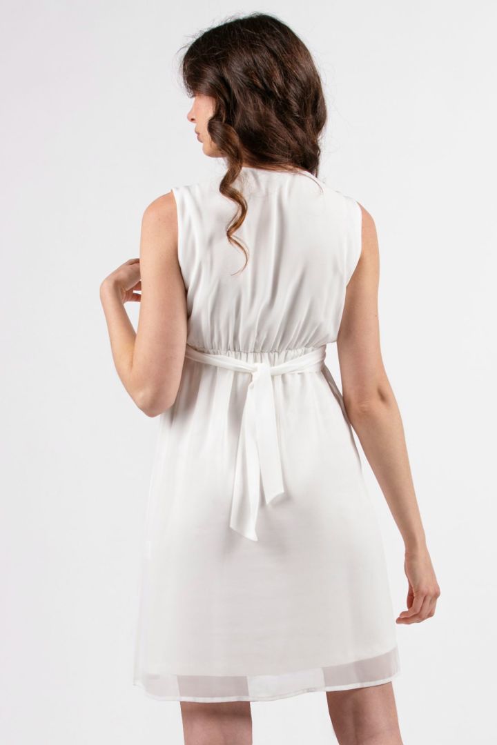 Chiffon Umstandsbrautkleid mit Stillöffnung weiß