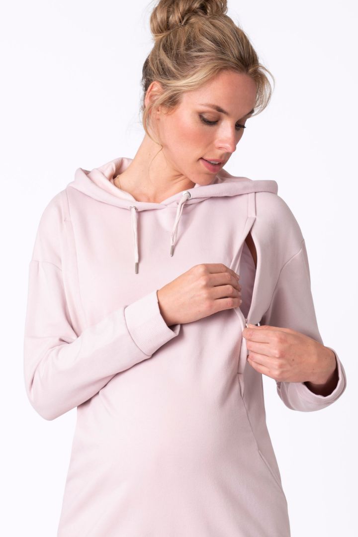 Maternity and nursing hoodie, pink