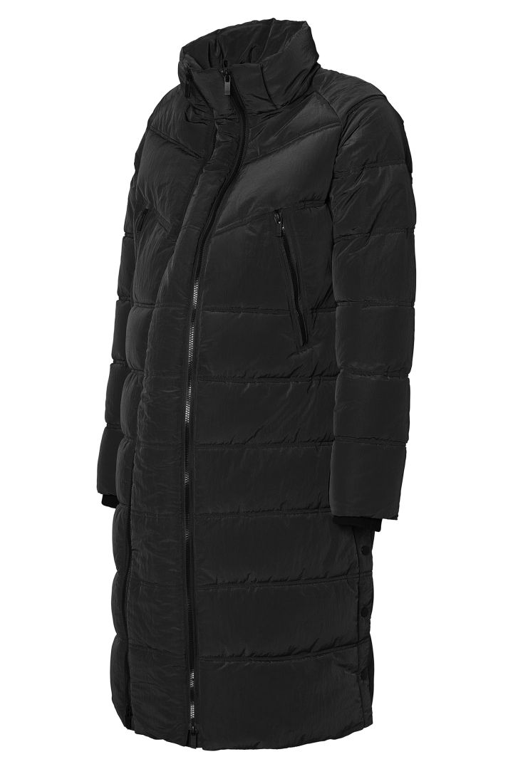 Wattierter Mantel mit Schwangerschaftseinsatz schwarz