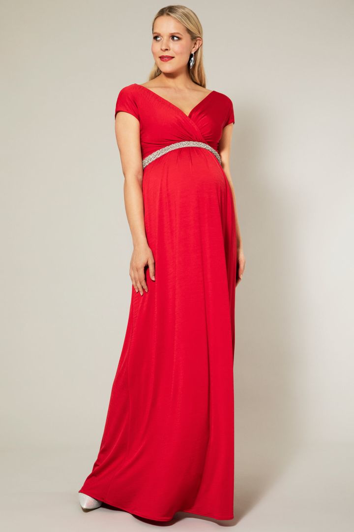Festive maternity and nursing dress red