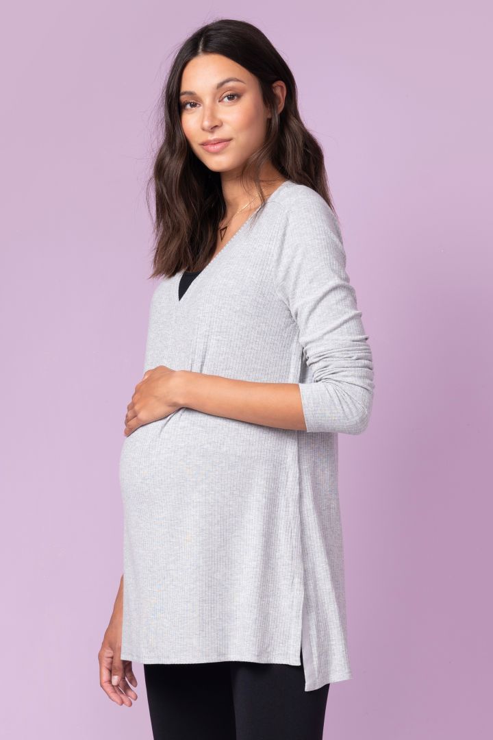 Rippstrick Umstandsshirt mit seitlicher Stillöffnung