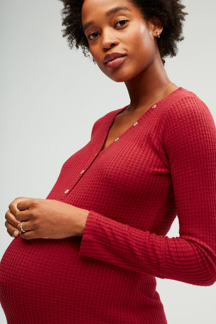 Henley Maternity Nightie red