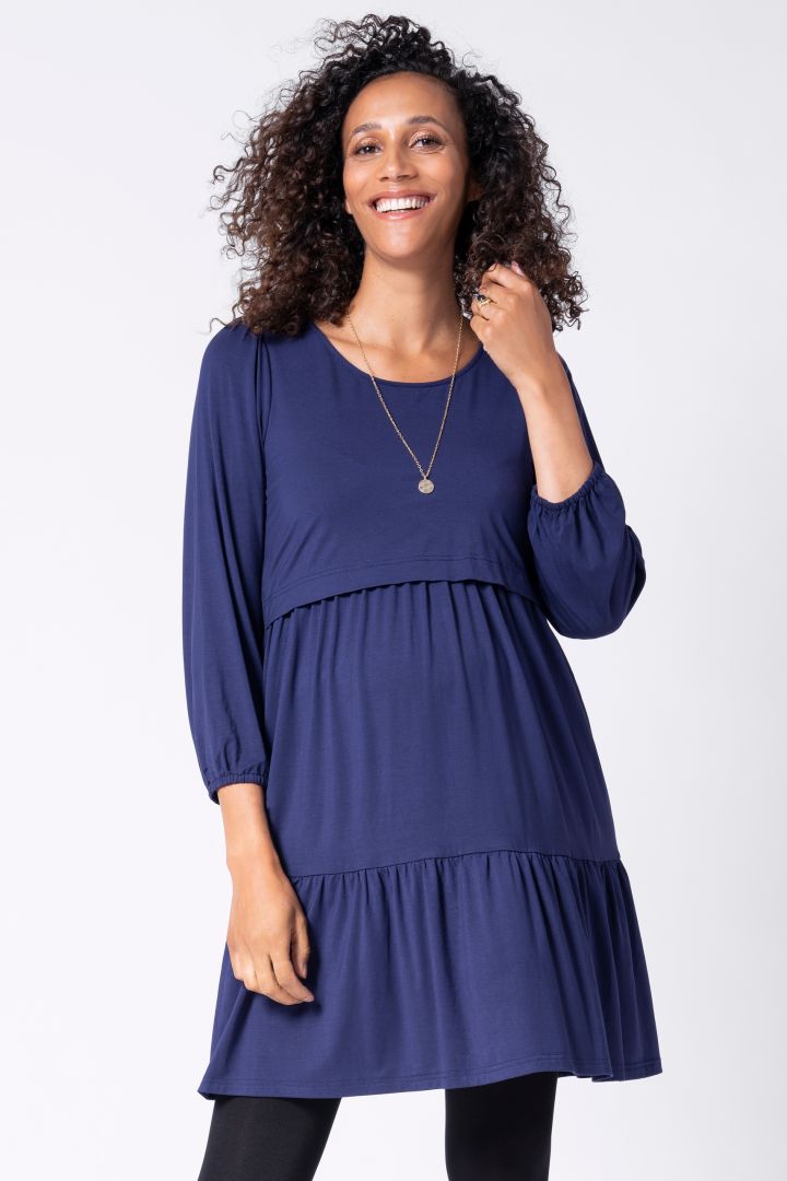 Volant Umstands- und Stillkleid navy