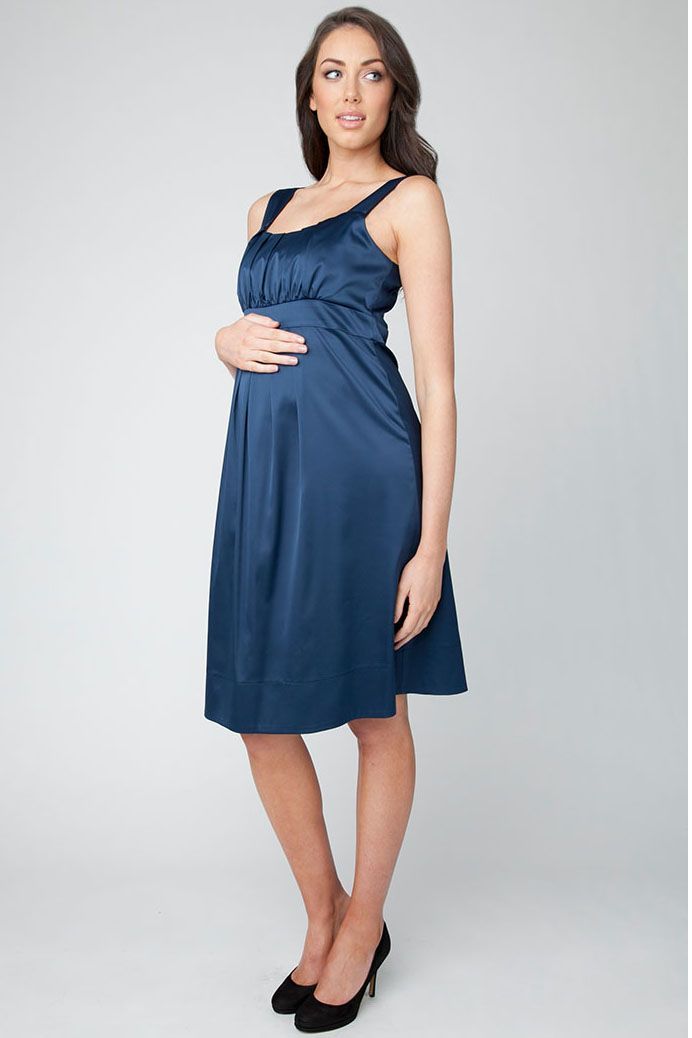 Satin Umstandskleid navy