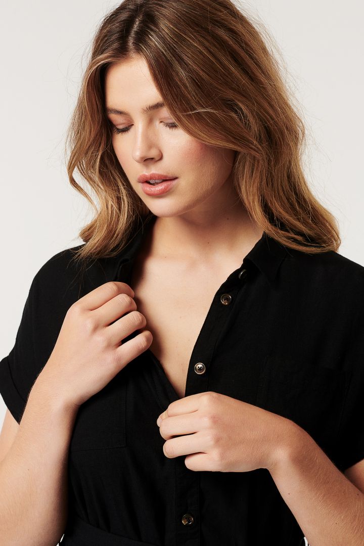 Jersey Umstands- und Still-Hemdblusenkleid schwarz