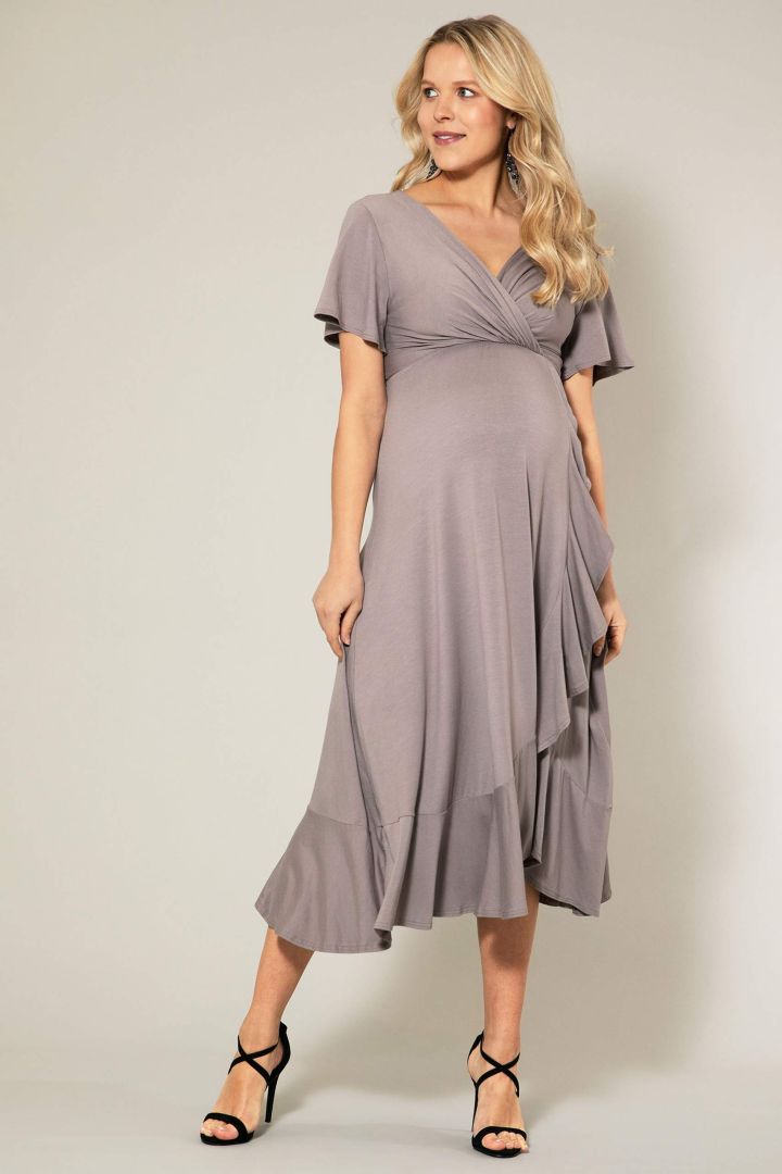 Wasserfall Midi Umstands- und Stillkleid taupe