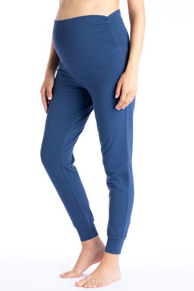 Organic Foldover Maternity Lounge and Pyjama Trousers blue