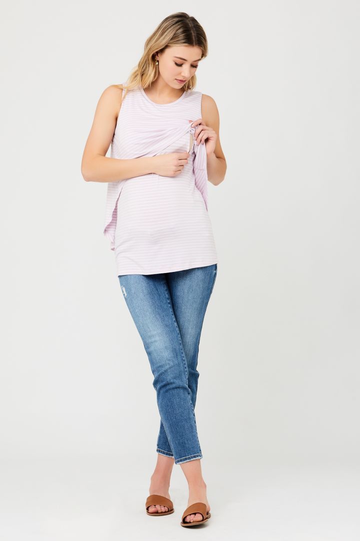 Zweilagiges Umstands- und Stilltop weiß/flieder