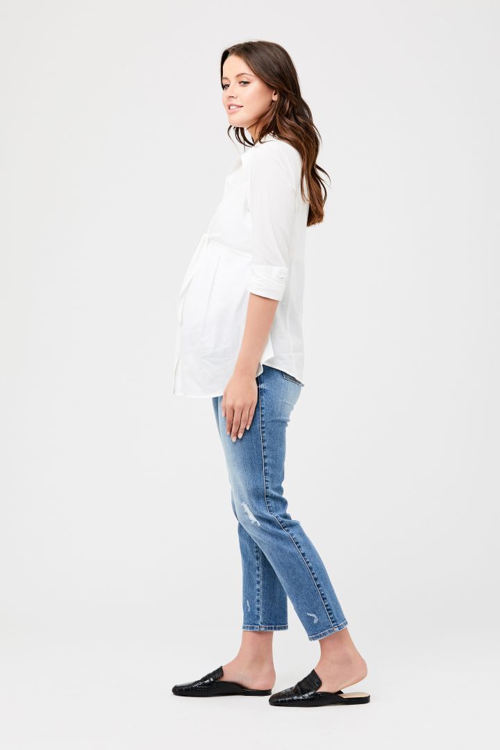 Maternity and Nursing Blouse with Twisted Detail white