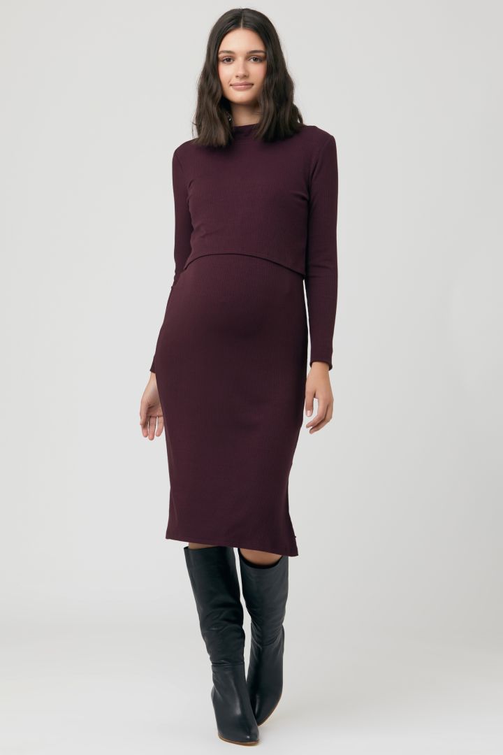 Two-piece Ribbed knit Maternity and Nursing Dress