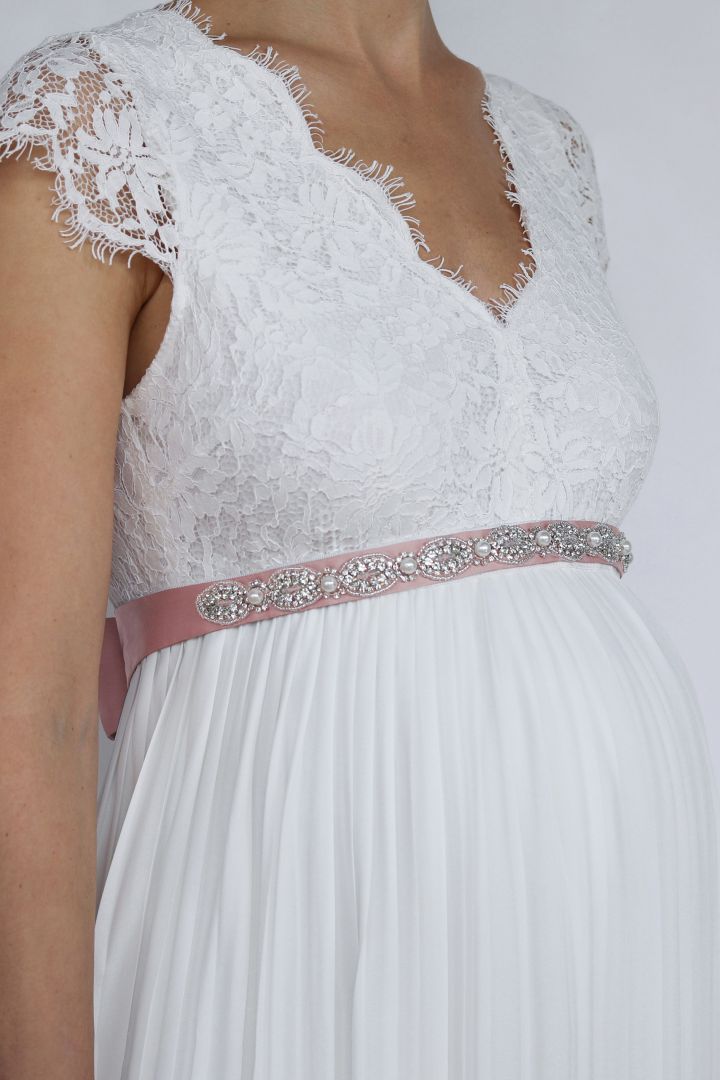 Brautkleid Schärpe mit Ziersteinbesatz rosa